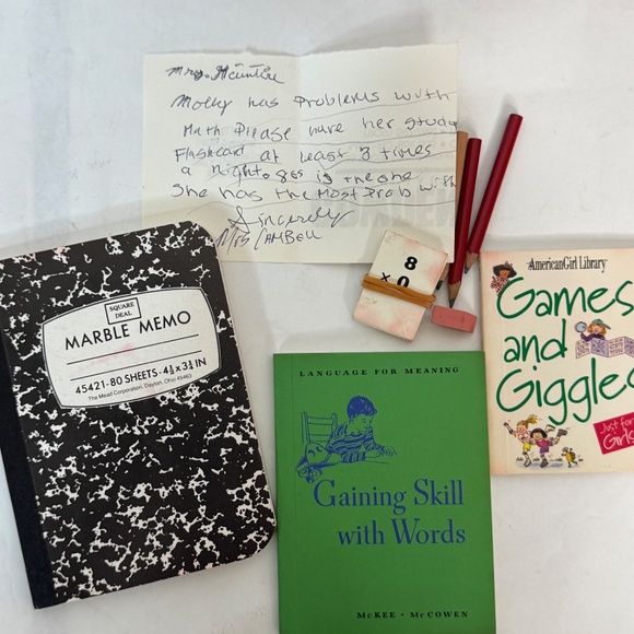 📚 American Girl Doll Molly McIntire School Red Book Hand Bag w Supplies Retired - Picture 3 of 16